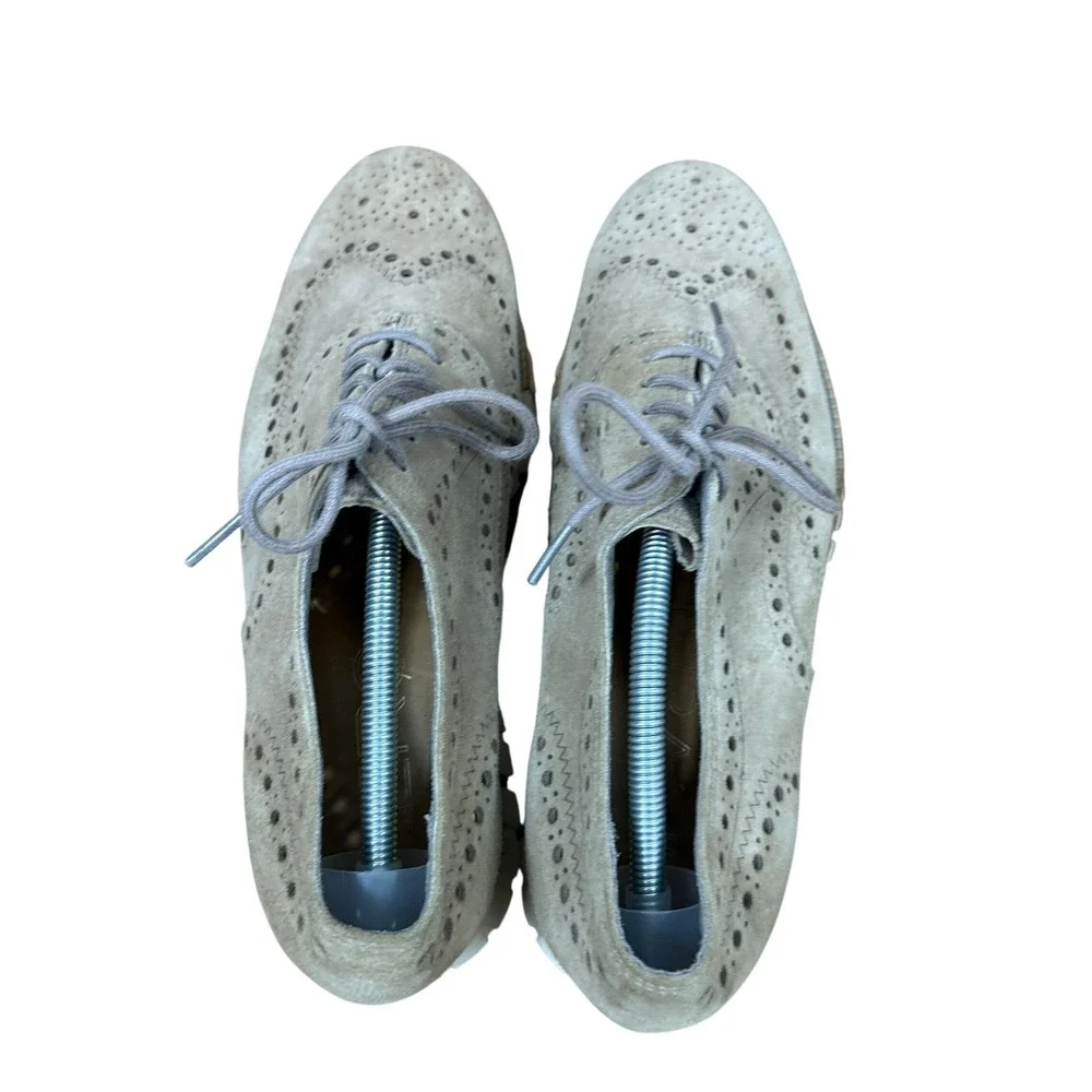 Cole Haan Zerogrand Wingtip Oxford Mens 11M Tan Suede Brogue C12980 Lace Up Shoe